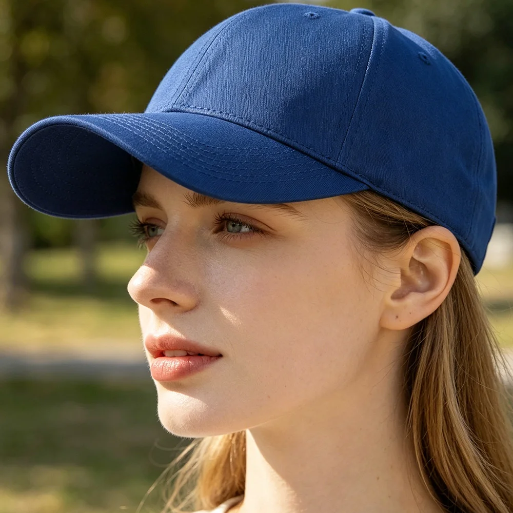 Handmade Classic Cotton Baseball Cap of Various colours -Blue - Adjustable Snapback, Solid Color Everyday Hat with Custom Embroidery - Image 2