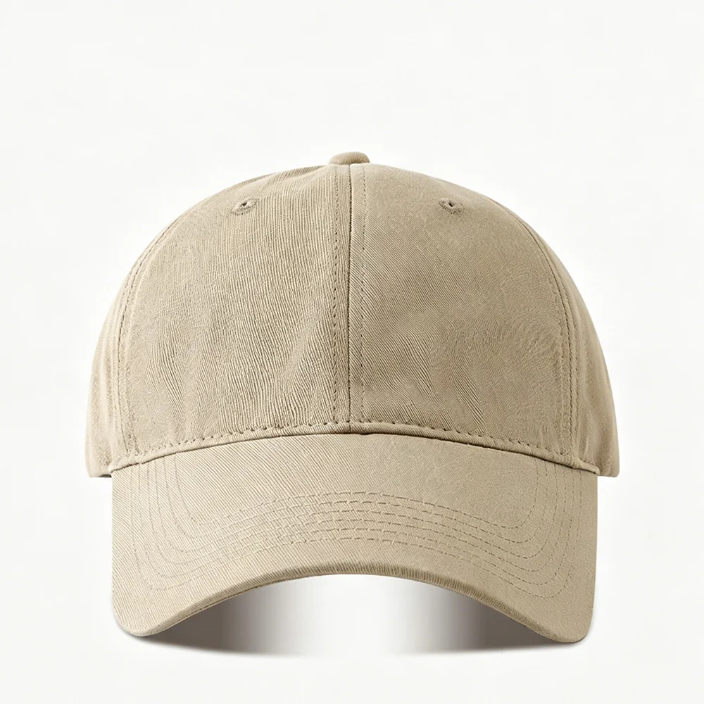 Handmade Classic Cotton Baseball Cap of Various colours -Khaki - Adjustable Snapback, Solid Color Everyday Hat with Custom Embroidery